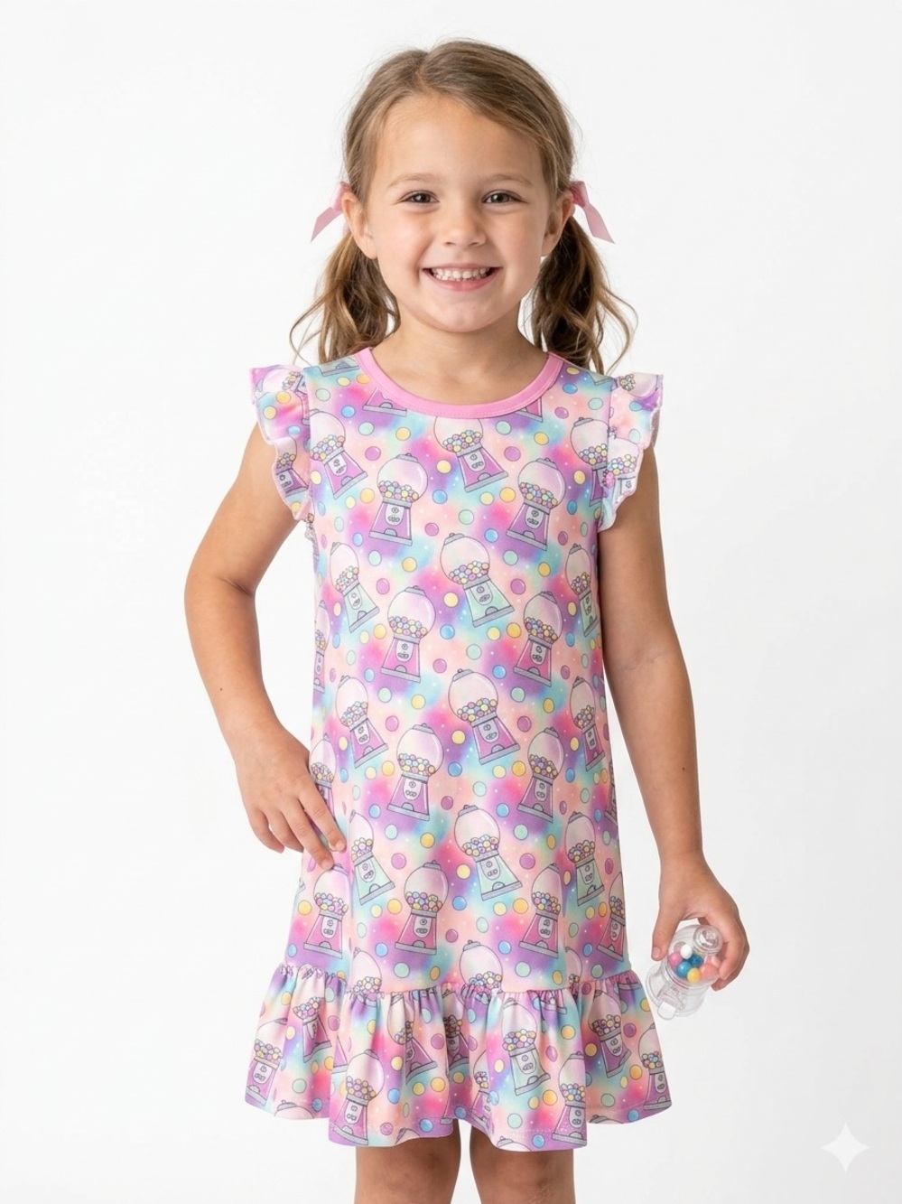 Pixie Lane Gumball Flutter Sleeve Simply Soft Nightgown Size 7